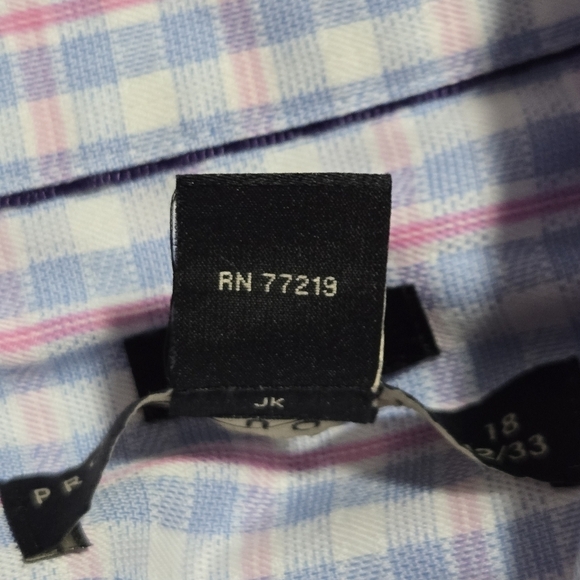 Pronto UOMO Men's Cotton Non Iron Slim Fit Plaid Button Down Shirt Size 18 32/33 - Picture 6 of 8